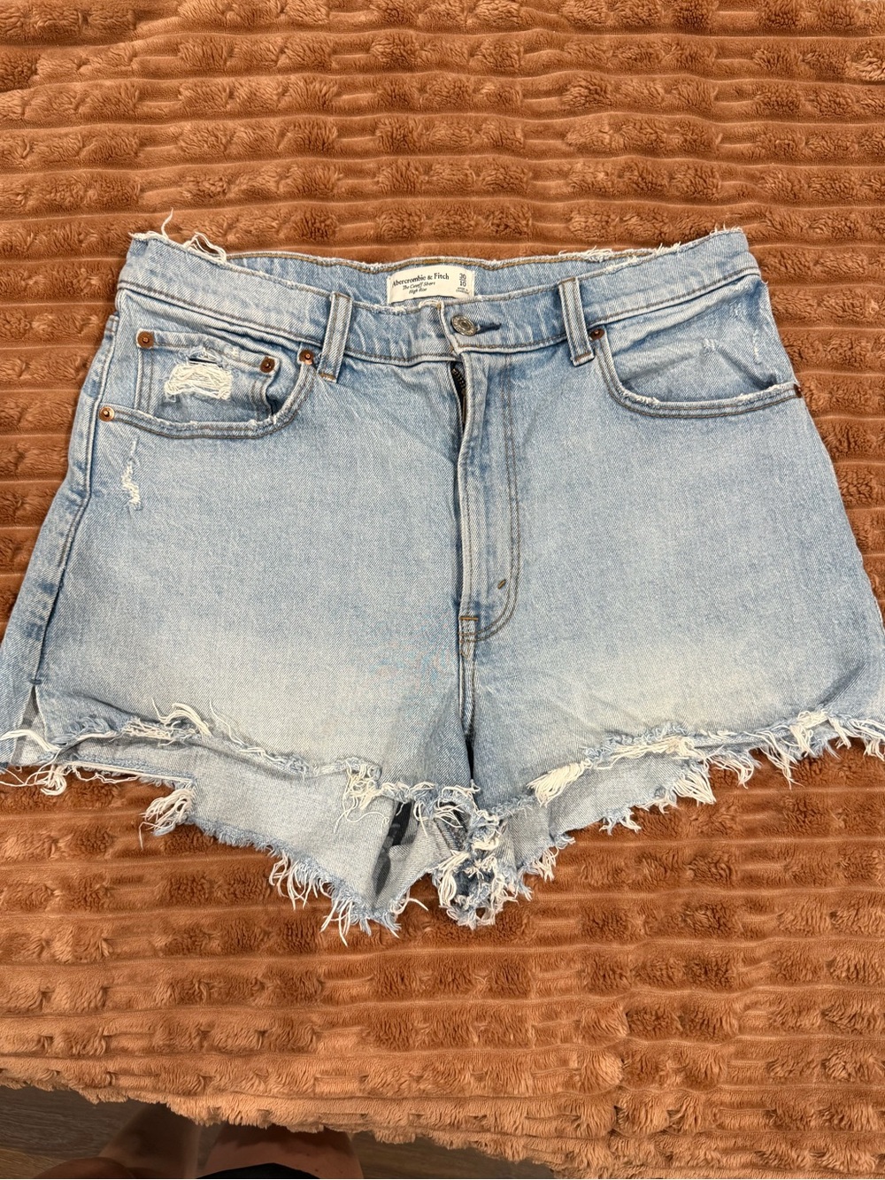 Abercrombie & Fitch Light Blue Distressed Denim Shorts